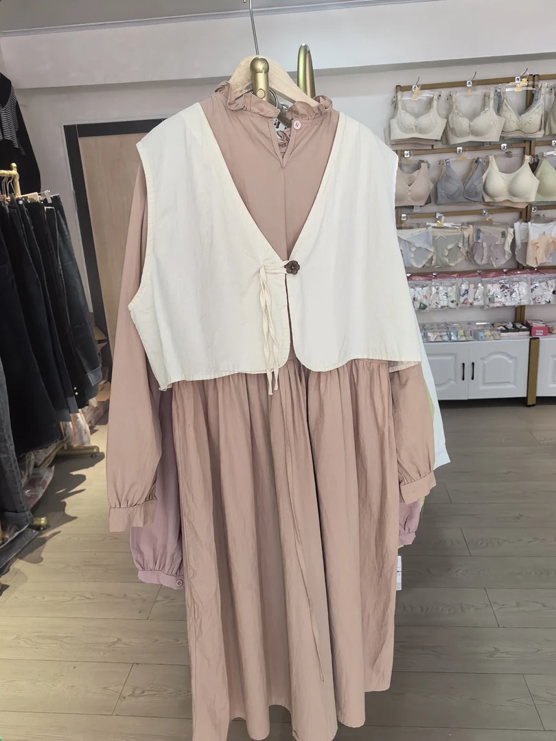 百搭连衣裙宽松连衣裙中长款拼接时尚休闲夏季女装连衣裙孕妈均码