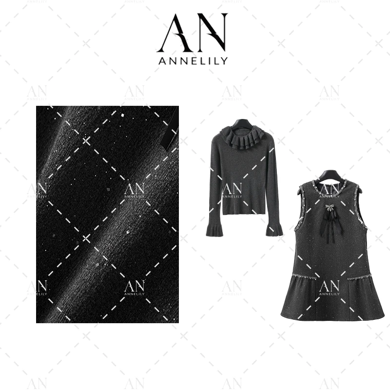 ANNELILY【若柠】设计师款休闲百搭气质马甲裙套装AT2411002