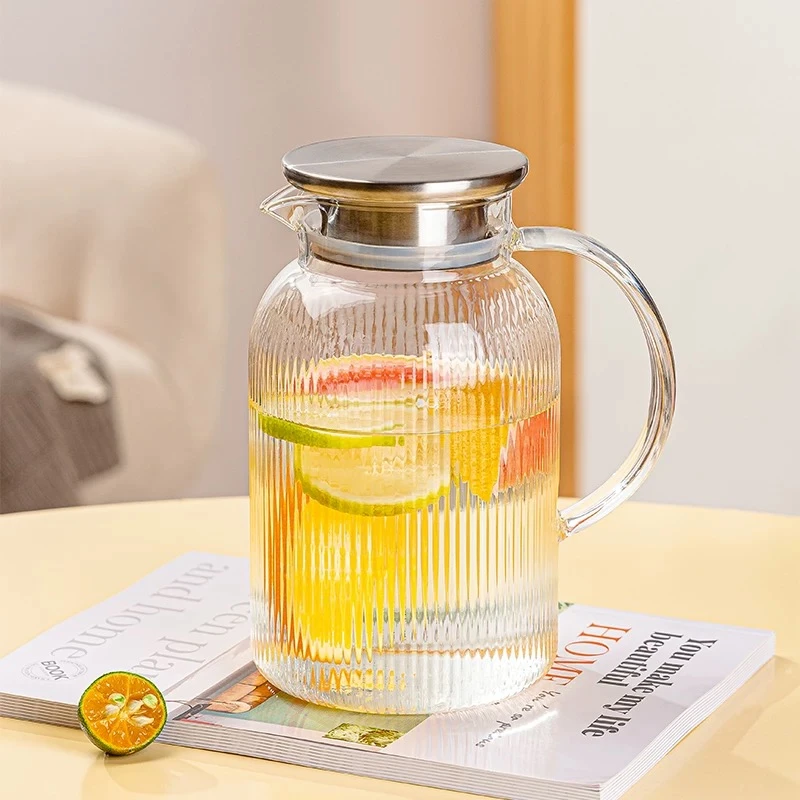高硼硅加厚玻璃竖纹凉水壶冷水壶柠檬杯扎壶凉白开夏日果汁壶