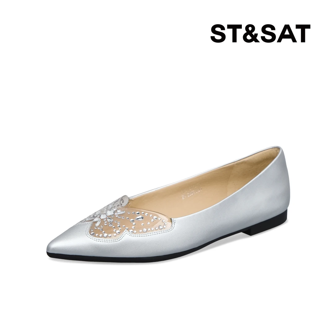 【琉璃之梦】星期六浅口尖头平底鞋24透明蝴蝶尖头单鞋SSC3111275