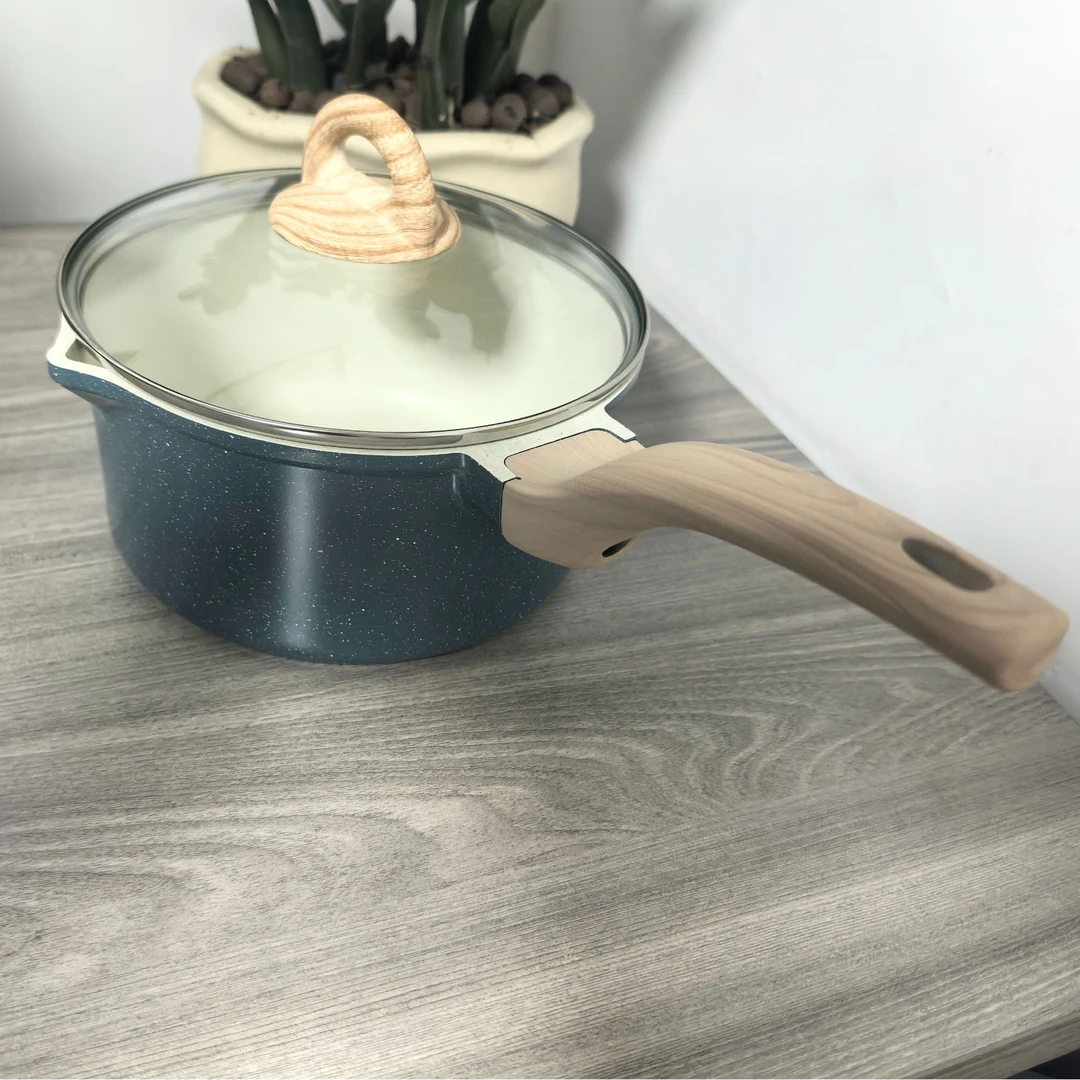 20cm小卡奶锅墨绿色带盖家用轻油烟焖炖煮辅食锅不挑灶具微瑕