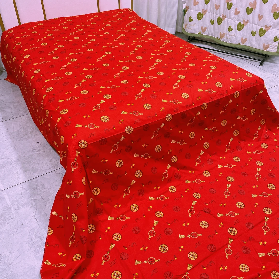 时尚百福大红福字各尺码布料斜纹磨毛四件套系列被套床单枕套大布