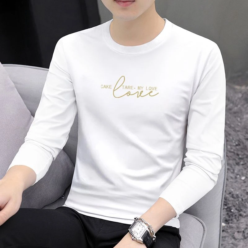 2025新款时尚百搭长袖男士春秋季圆领衣服男装修身打底秋衣潮流男