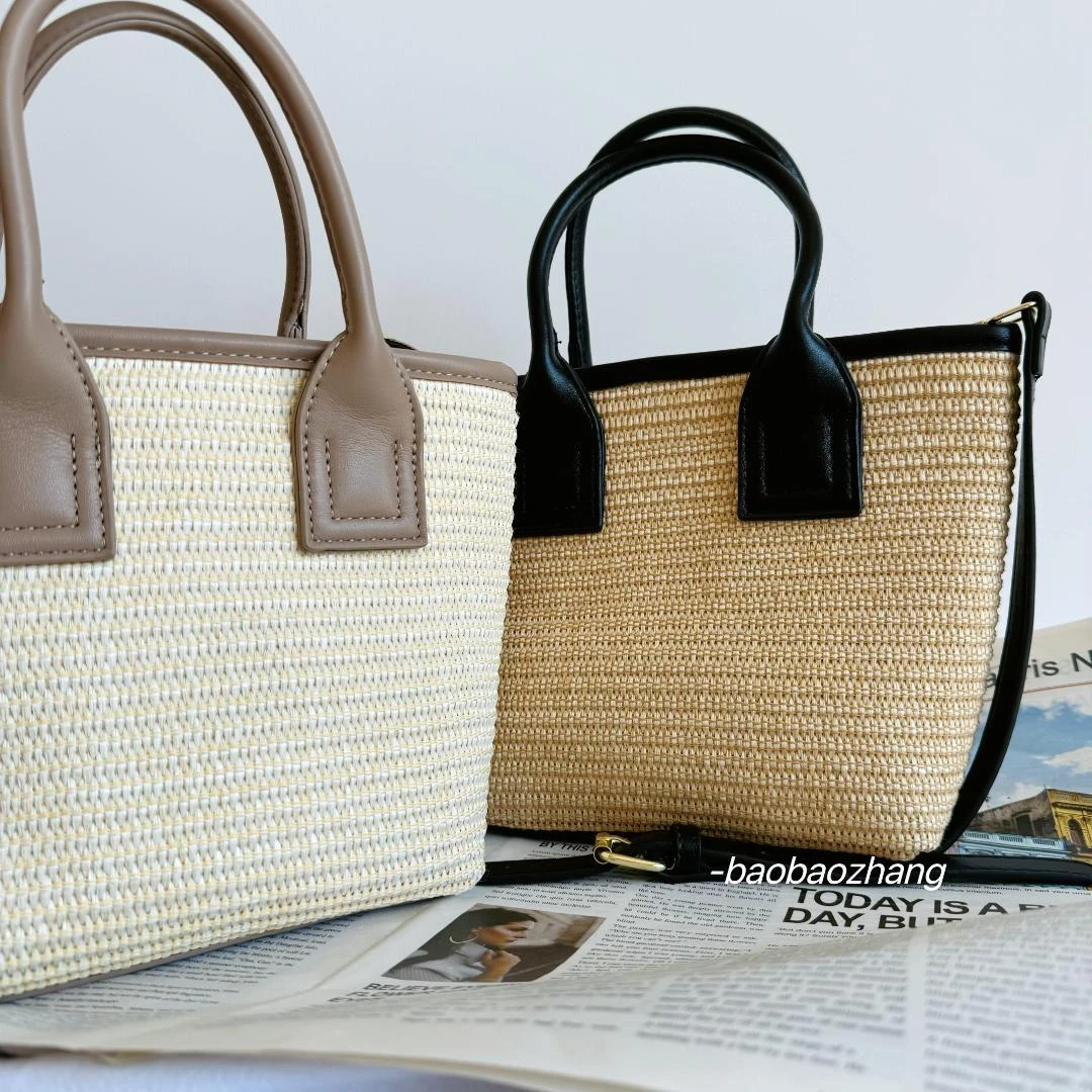 草编包百搭斜挎小个子2024新款通勤休闲简约编织撞色单肩手拎包