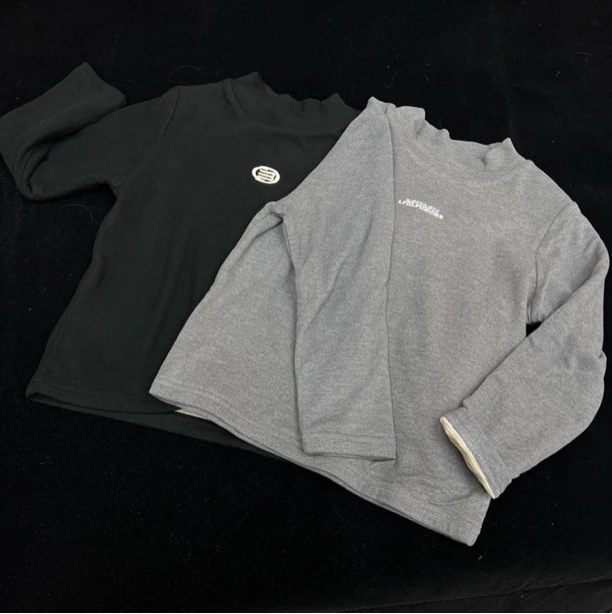 垚垚中大童百搭双层德绒打底长袖圆领半高领