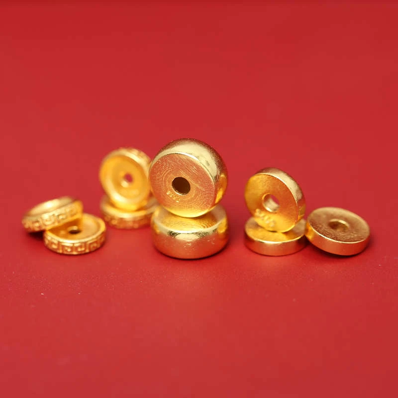 925银银制品 古法银镀金直切凹槽隔片diy文玩佛珠手串手链垫片