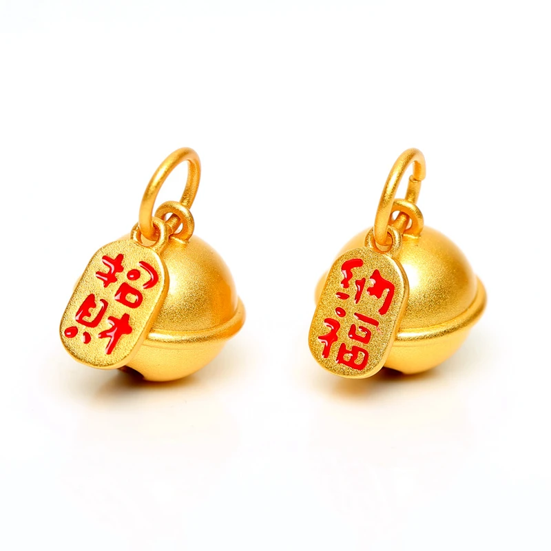 铜合金吊坠 古法金烧蓝招财纳福铃铛DIY手链手编绳滴溜挂坠配件