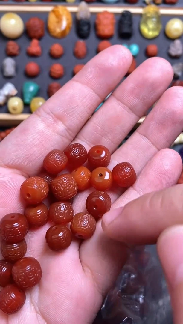 【闪购商品】玛瑙/玉髓珠宝奇石未镶嵌10mm回纹多样性发货发其一