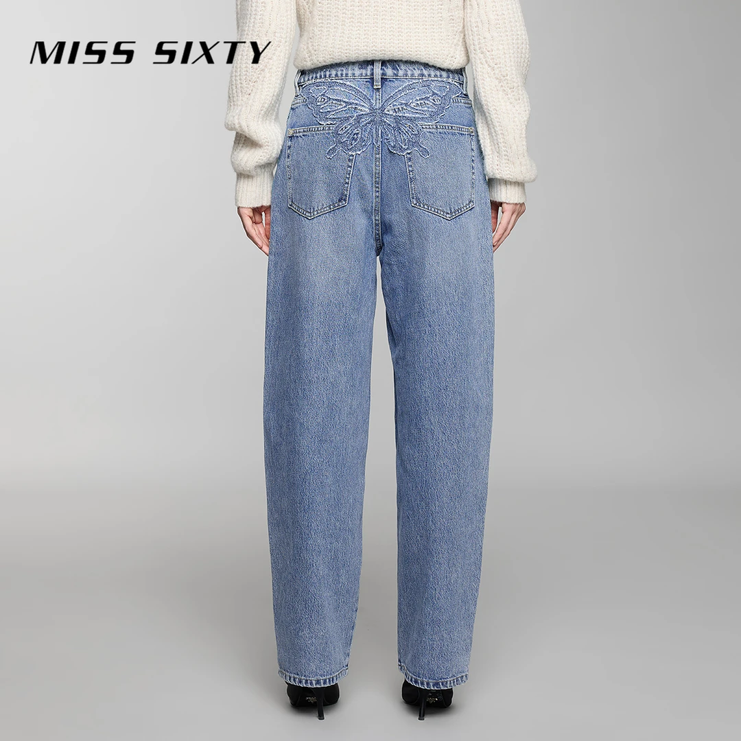 Miss Sixty牛仔裤女重工蝴蝶设计感小众显瘦直筒通勤百搭复古