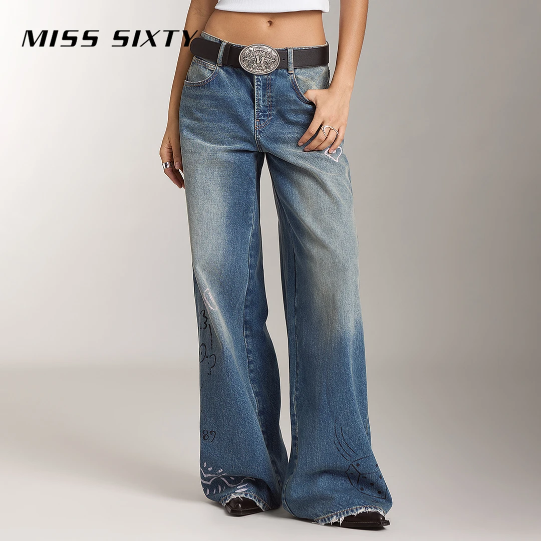 Miss Sixty x Keith Haring跨界合作系列秋季新款牛仔阔腿裤
