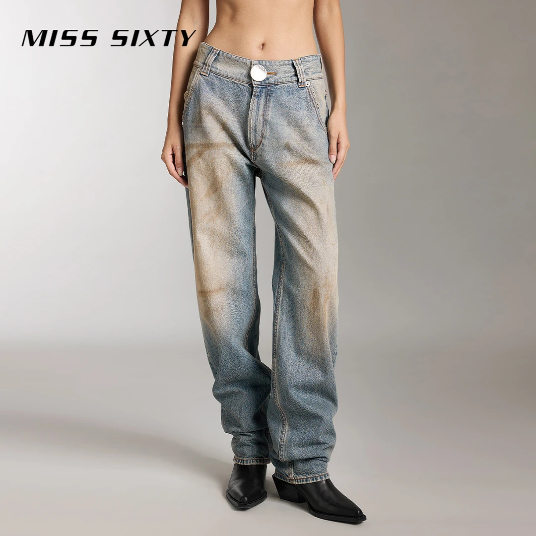 【黑金系列】Miss Sixty秋季新款进口棉牛仔裤女复古废土风