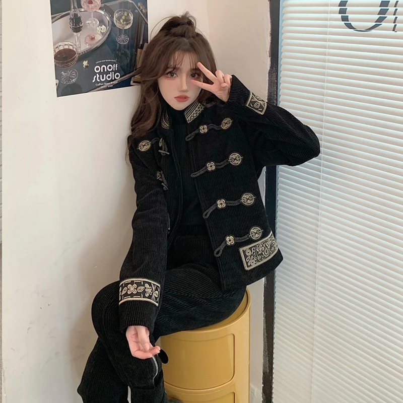 唐装女中国风套装旗袍复古民国两件套新中式外套盘扣上衣国风女装