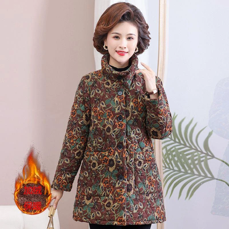 波司登羽绒衣冬装棉服中长款加绒加厚保暖棉衣中老年女装冬季立领