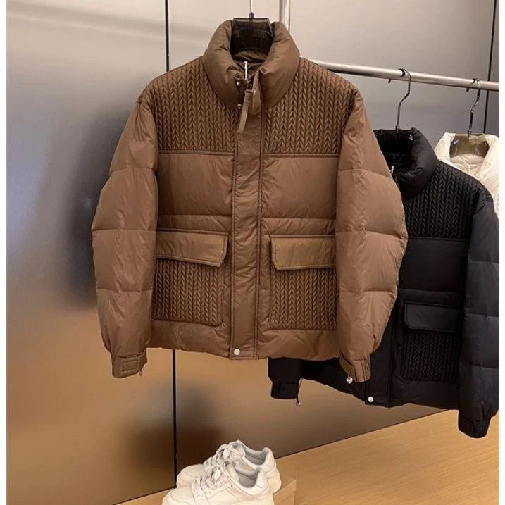 波司登羽绒服冬季2023新款短款轻薄加厚保暖拼接立领潮牌麦穗外套