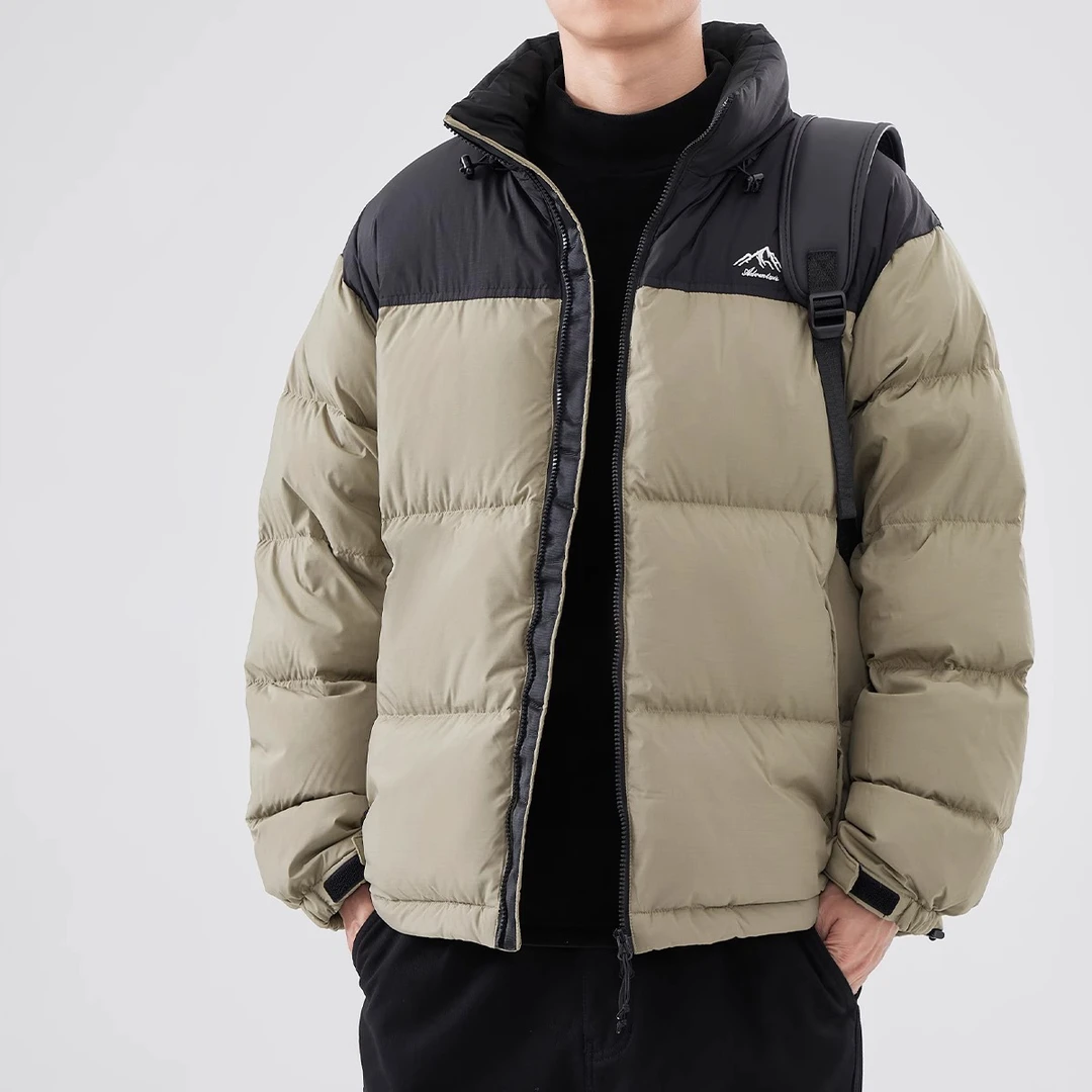 JEEPSPIRIT绒羽绒服男保暖拼接立领面包服外套