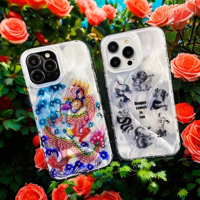 创意国潮艺术龙年iphone15promax防摔12小众13高级感14个性全包硬