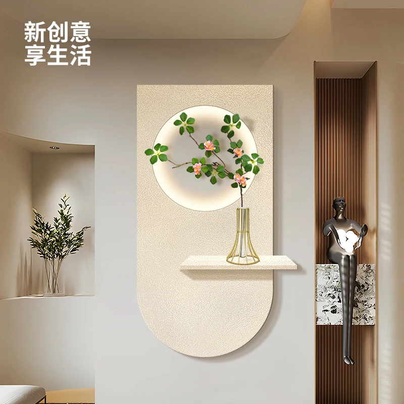 奶油风入户玄关装饰画壁灯画走廊过道客厅现代立体肌理灯关画挂画