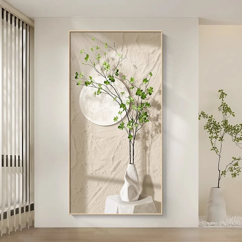 北欧简约玄关画客厅挂画铝合金框油画布装饰画现代简约肌理画沙发