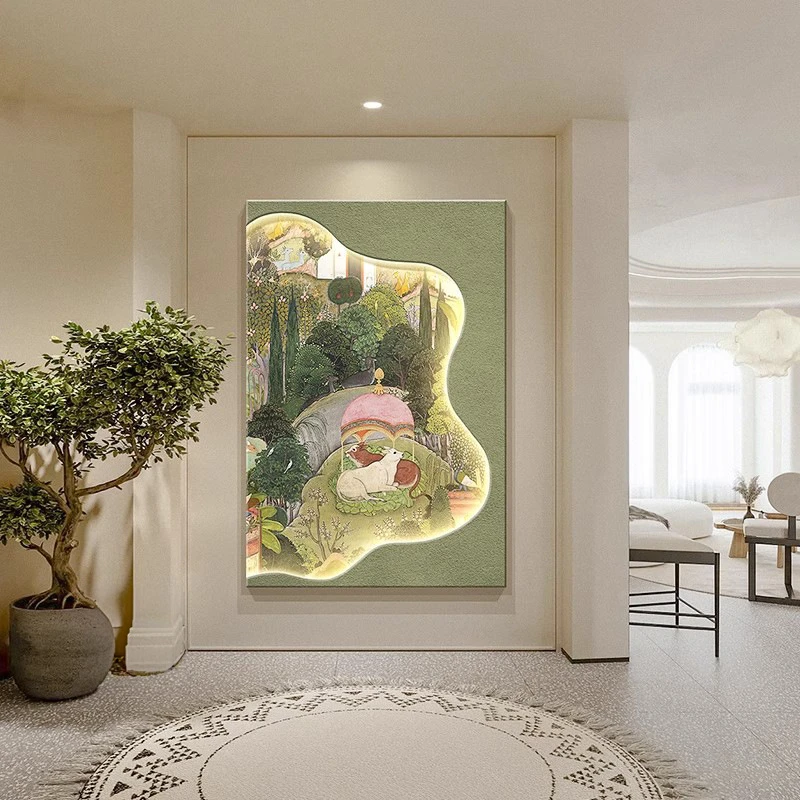 中式玄关装饰画复古壁灯画客厅沙发背景墙挂画砂岩浮雕立体艺术画