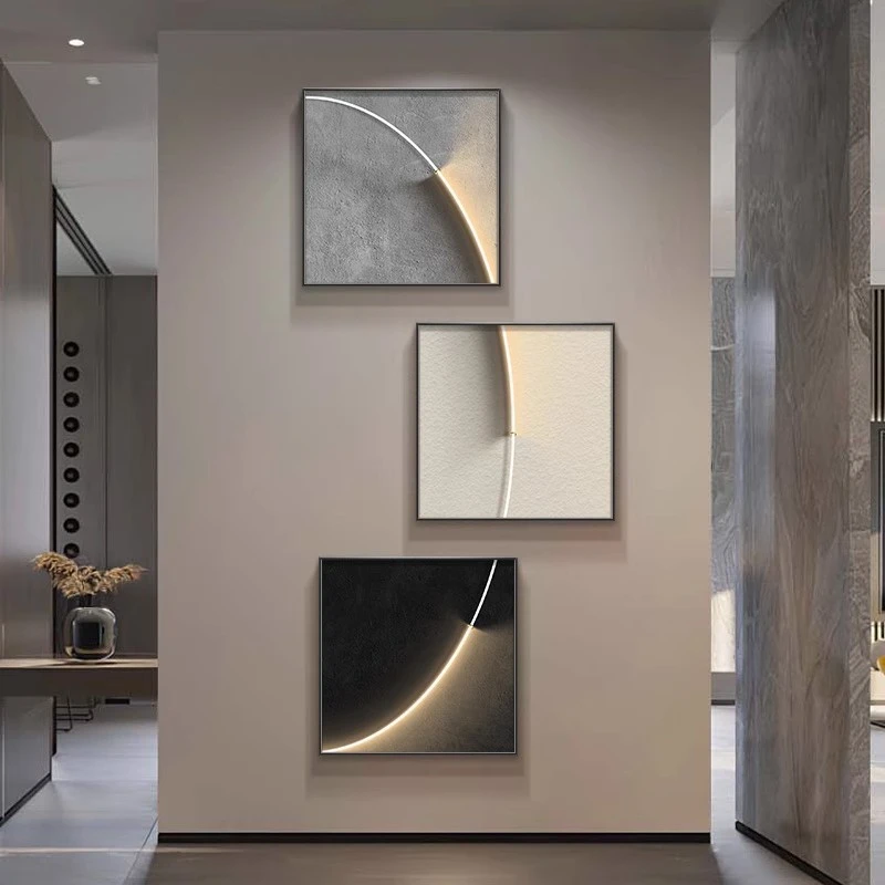 现代简约入户玄关装饰画铝合金框油画布喷绘轻奢抽象画过道墙面挂