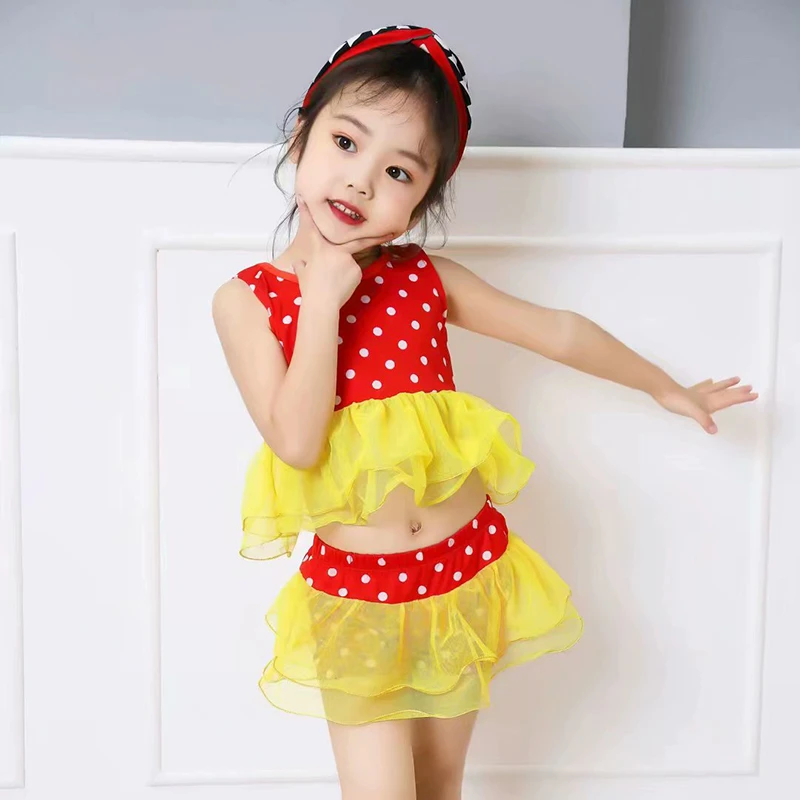 游泳宝宝夏季沙滩通用亲子女童公主韩版泳衣波点女孩儿童裙式