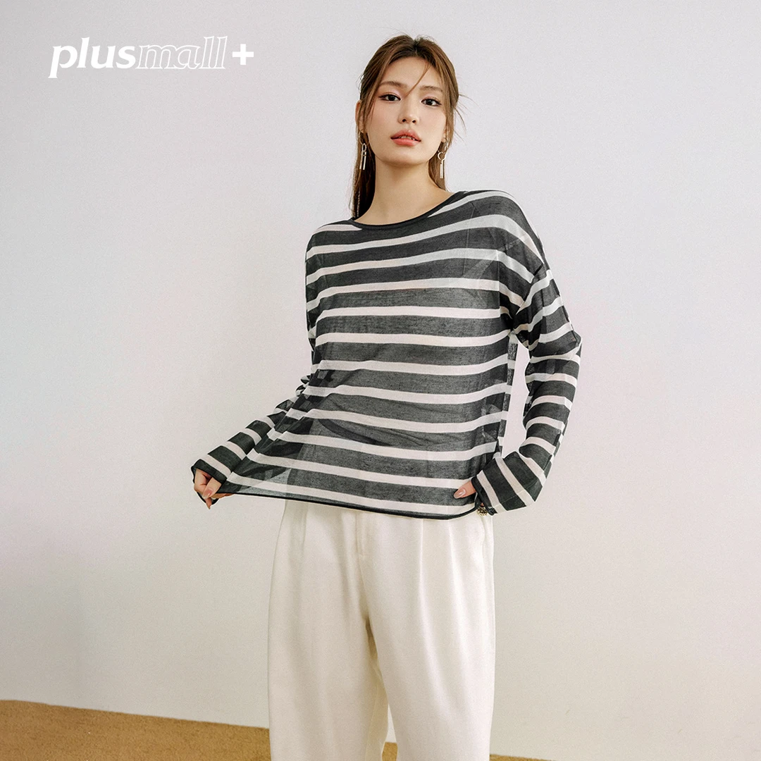 【返场】PLUSMALL 慵懒Daily 夏季慵懒莱赛尔针织衫上衣PM2406058