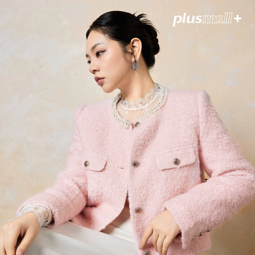 【折扣款】PLUSMALL 芭比小香 90白鸭绒珍珠圆领小香外套PAC2410011