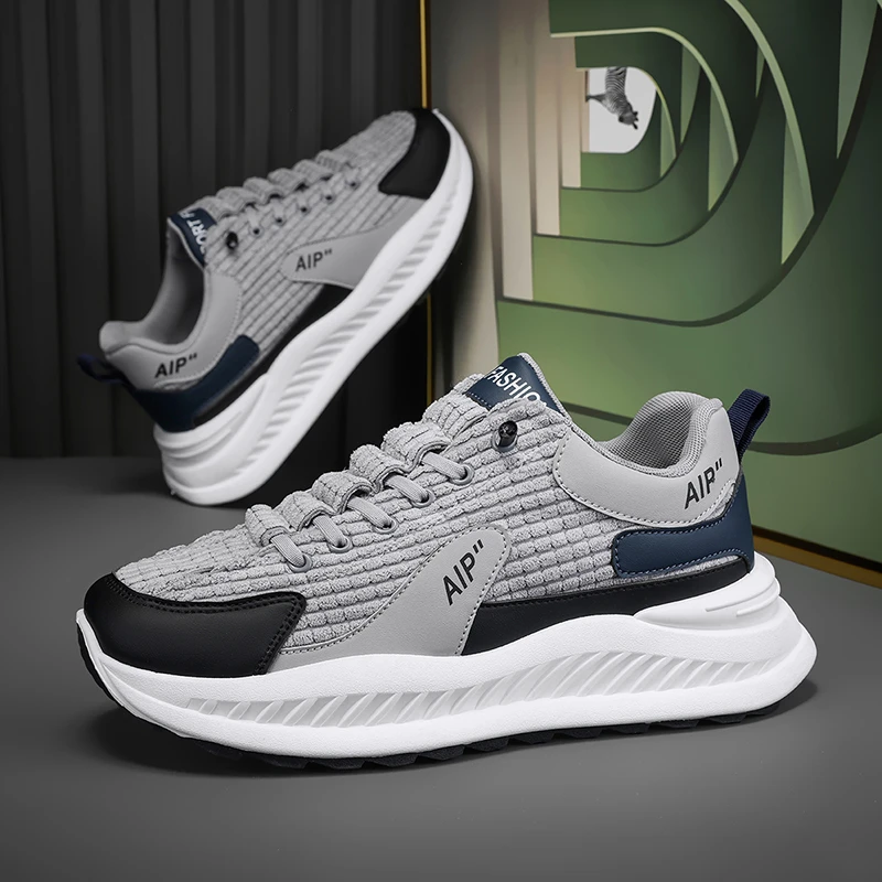 阿甘鞋男2024春季新款皮面休闲运动鞋男士一脚蹬厚底增高老爹潮鞋