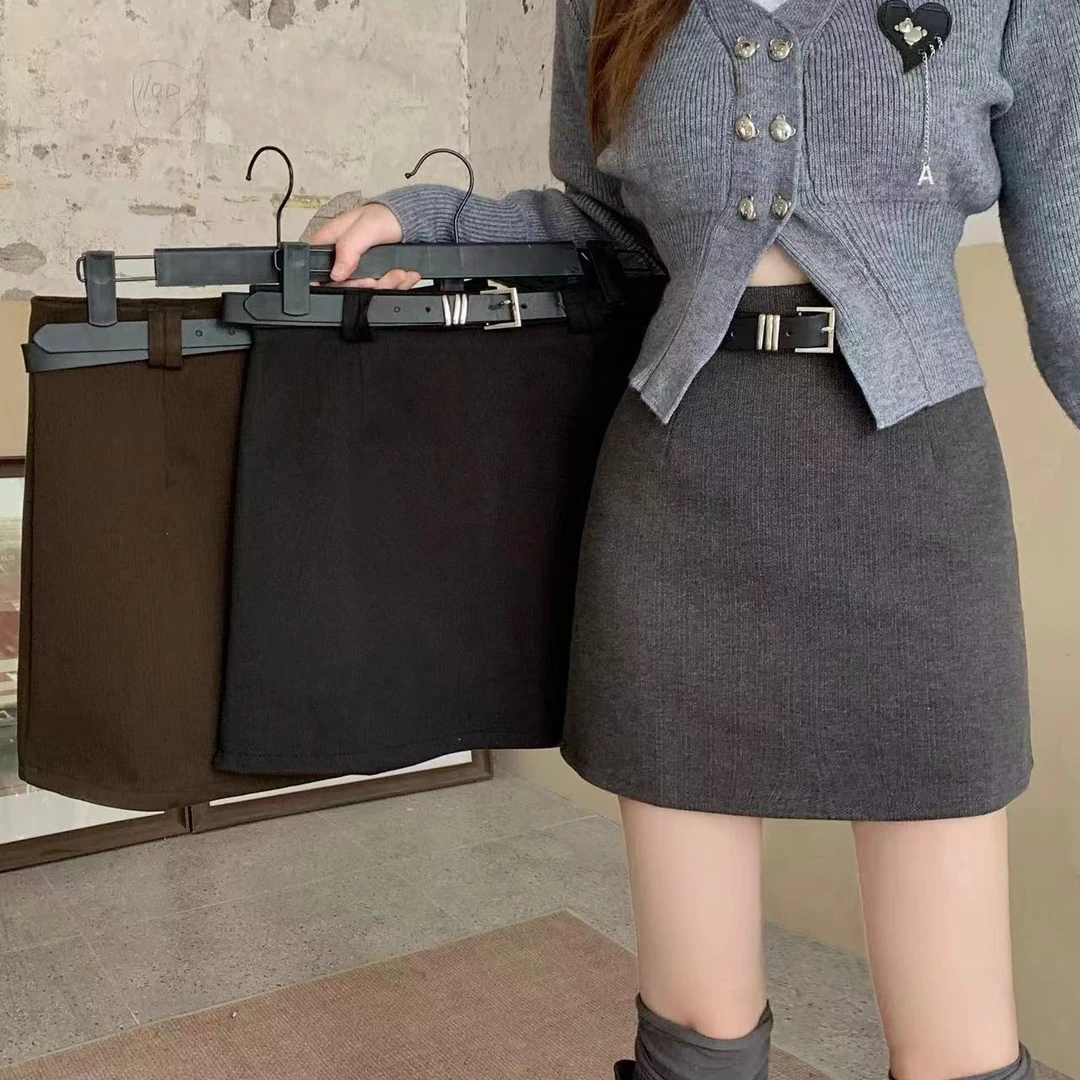 2024秋冬季新款A字直筒一步裙半身包臀裙 2286