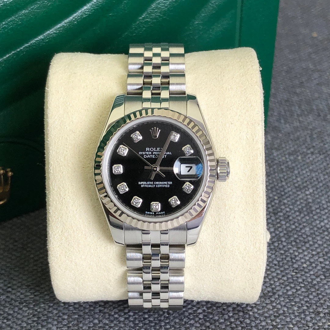 99新 Rolex/劳力士  奢侈品/179174黑盘26mm原钻单表