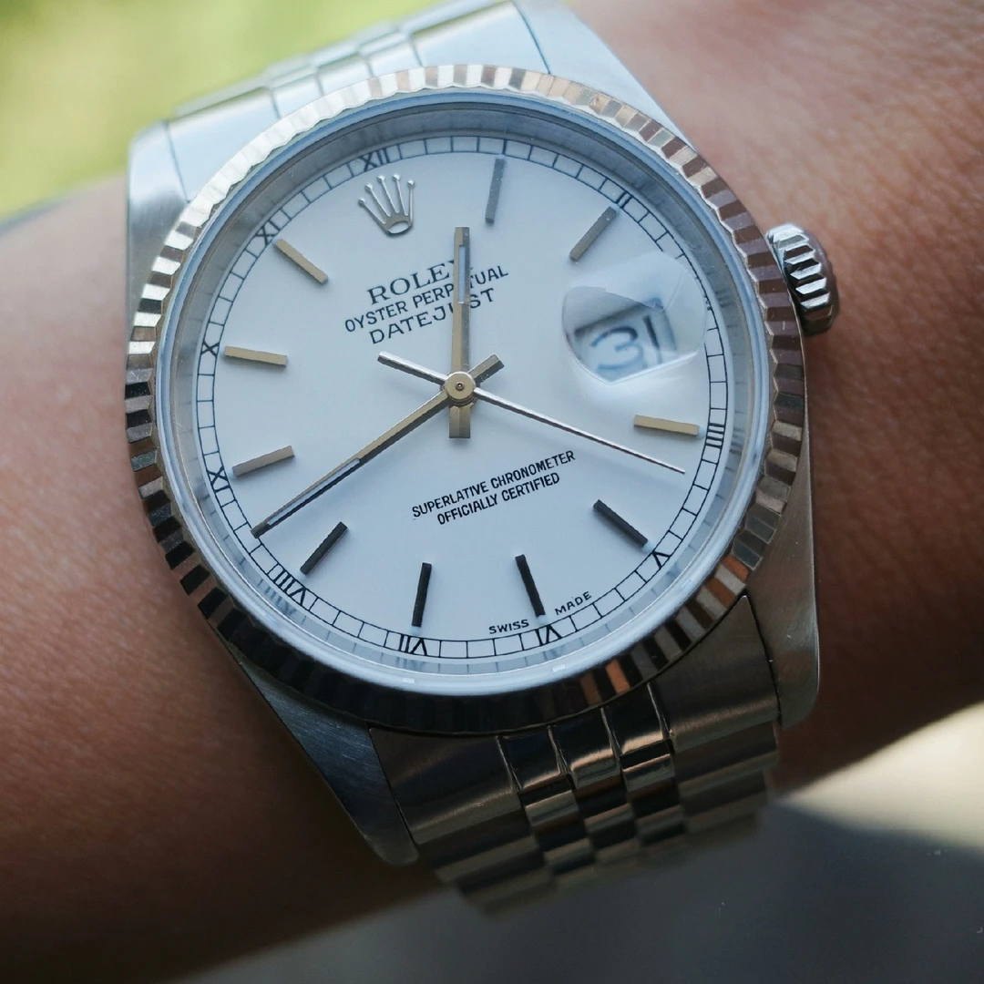 99新 Rolex/劳力士 奢侈品/日志白盘条钉刻度36mm原盘单表