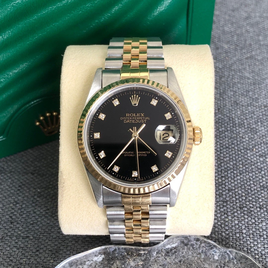 99新 Rolex/劳力士 奢侈品/日志黑盘36mm原钻单表