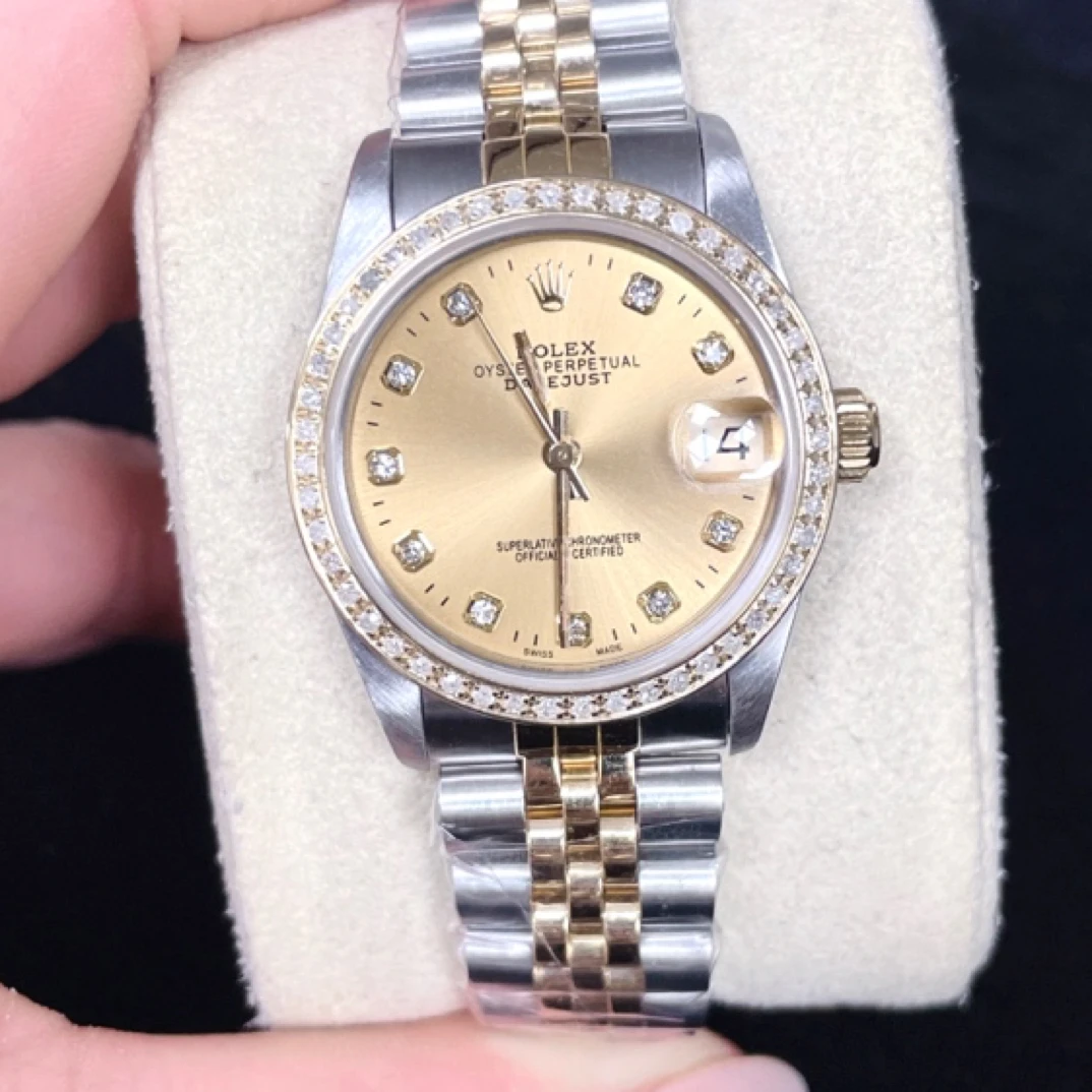 99新 Rolex/劳力士 奢侈品/日志68273香槟金盘31mm后钻单表