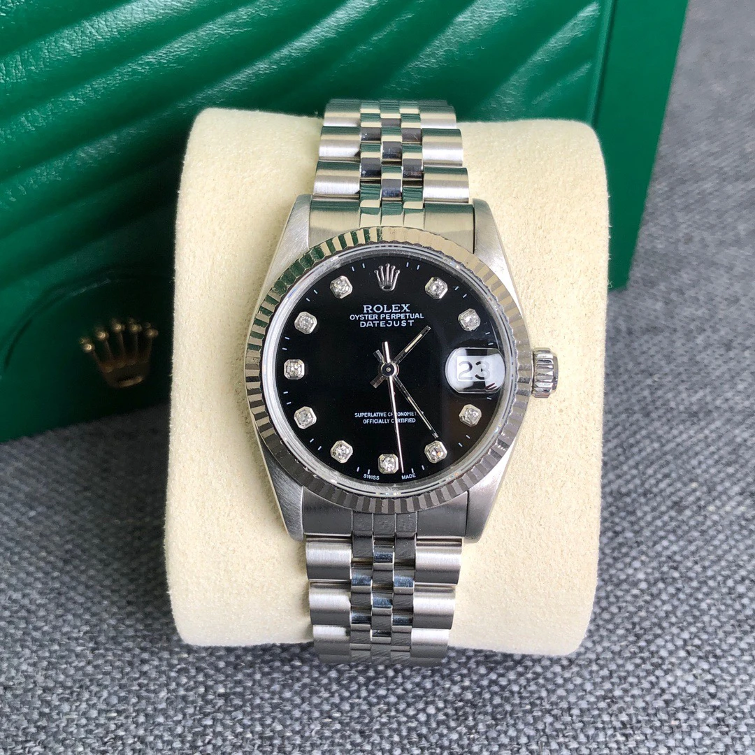 99新 Rolex/劳力士 奢侈品/日志68274黑盘31mm原钻单表