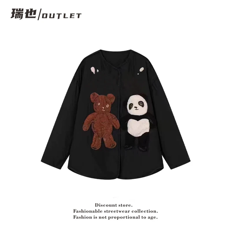 RAQWT10265秋冬新款小熊玩偶经典复古熊猫棉服外套