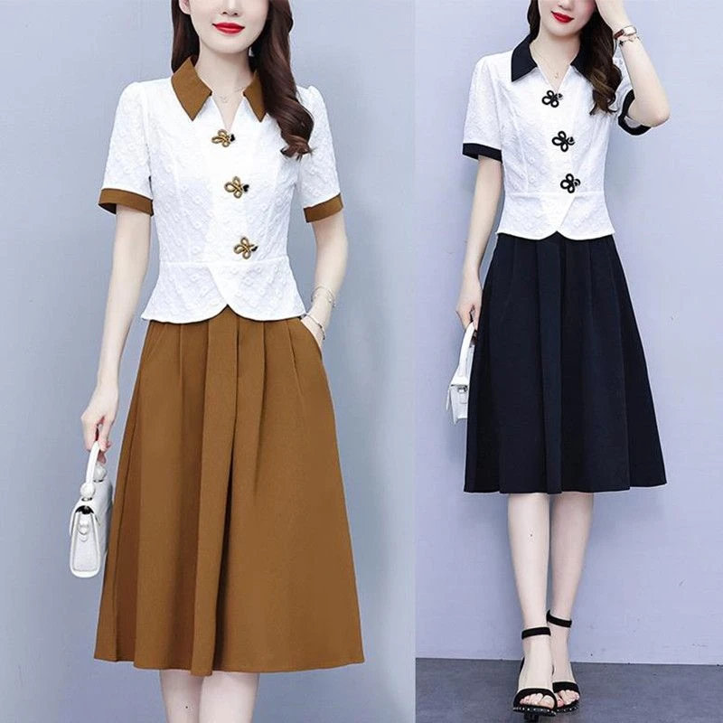 2024年假两件拼接连衣裙女夏季新款时尚气质修身显瘦中长款减龄裙