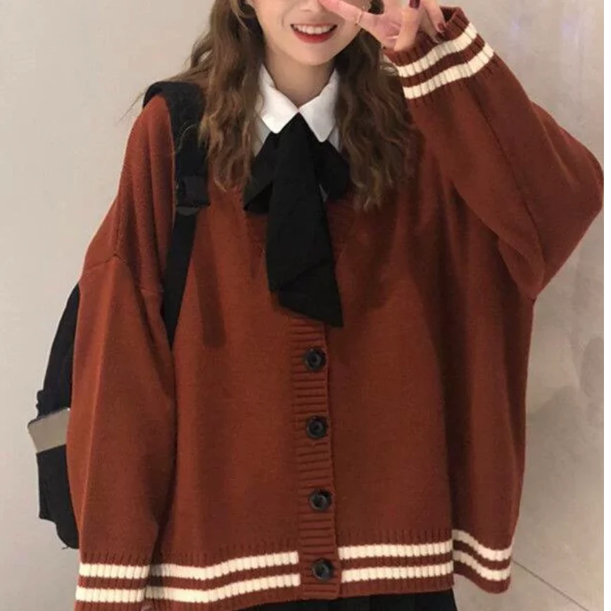 针织毛衣宽松风显瘦气质长袖网红时尚百搭圆领休闲开衫韩版