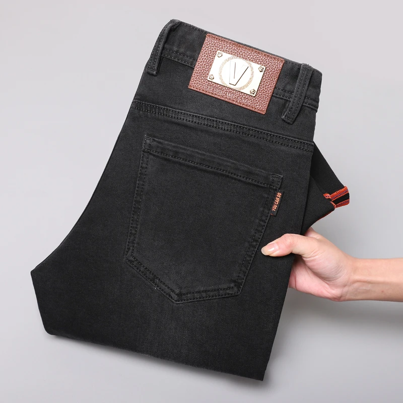 轻奢高档秋冬男士弹力修身修身小直筒牛仔裤潮流男士网红牛仔裤