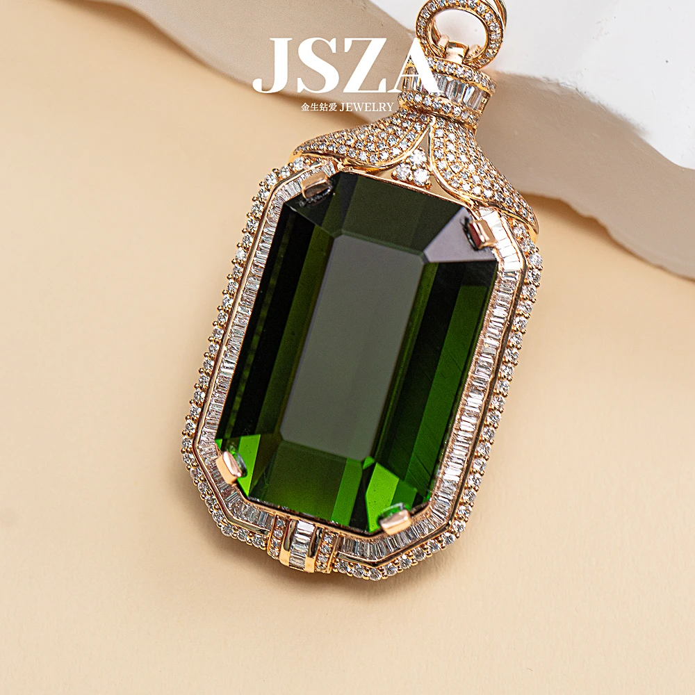 18K金绿碧玺吊坠 80.1ct豪镶满钻镶嵌 高级感满满