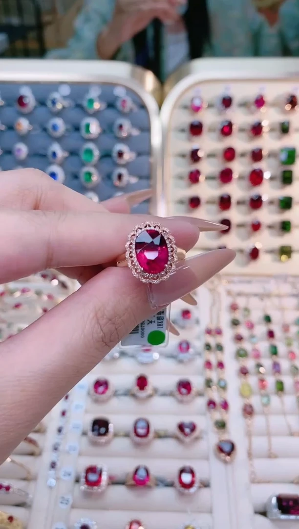 【闪购商品】碧玺18k金戒指18K金镶嵌-J