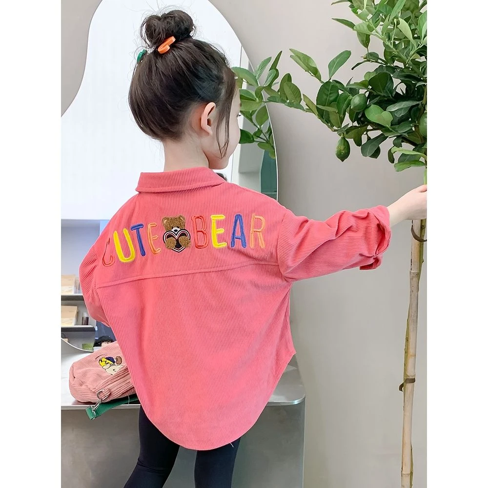 女童衬衫春秋季2023新款洋气小女孩秋款宝宝儿童秋装长袖上衣衬衣