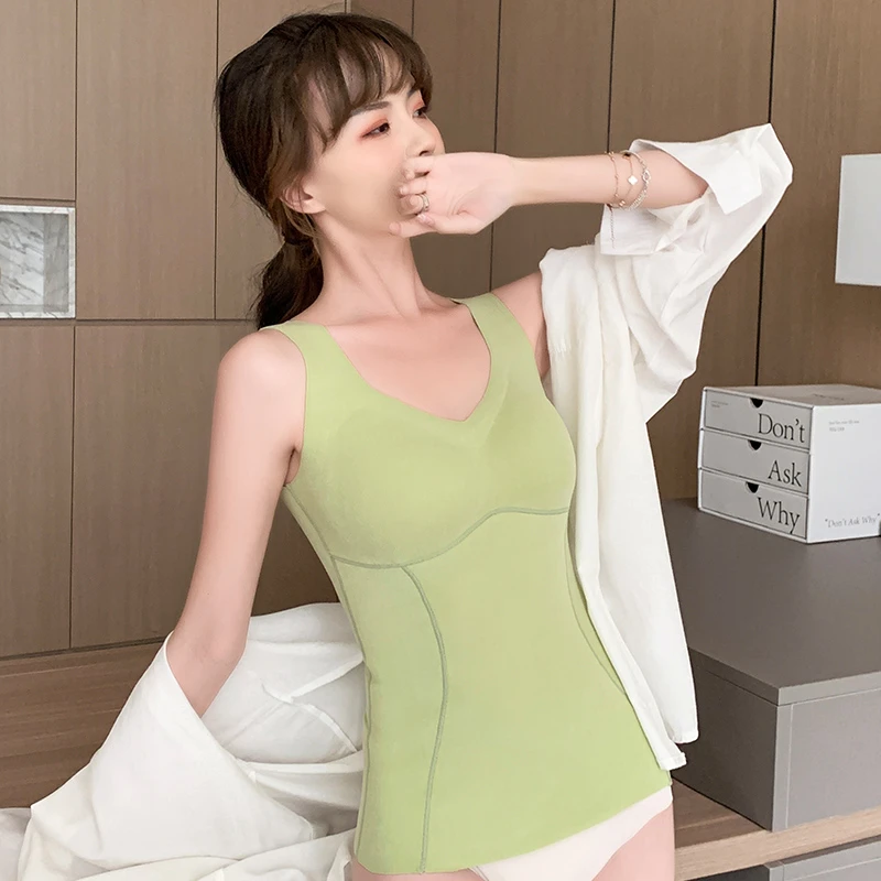 依柚德绒爆款女士保暖内衣背心打底美体柔软高弹贴身舒适无痕纯色