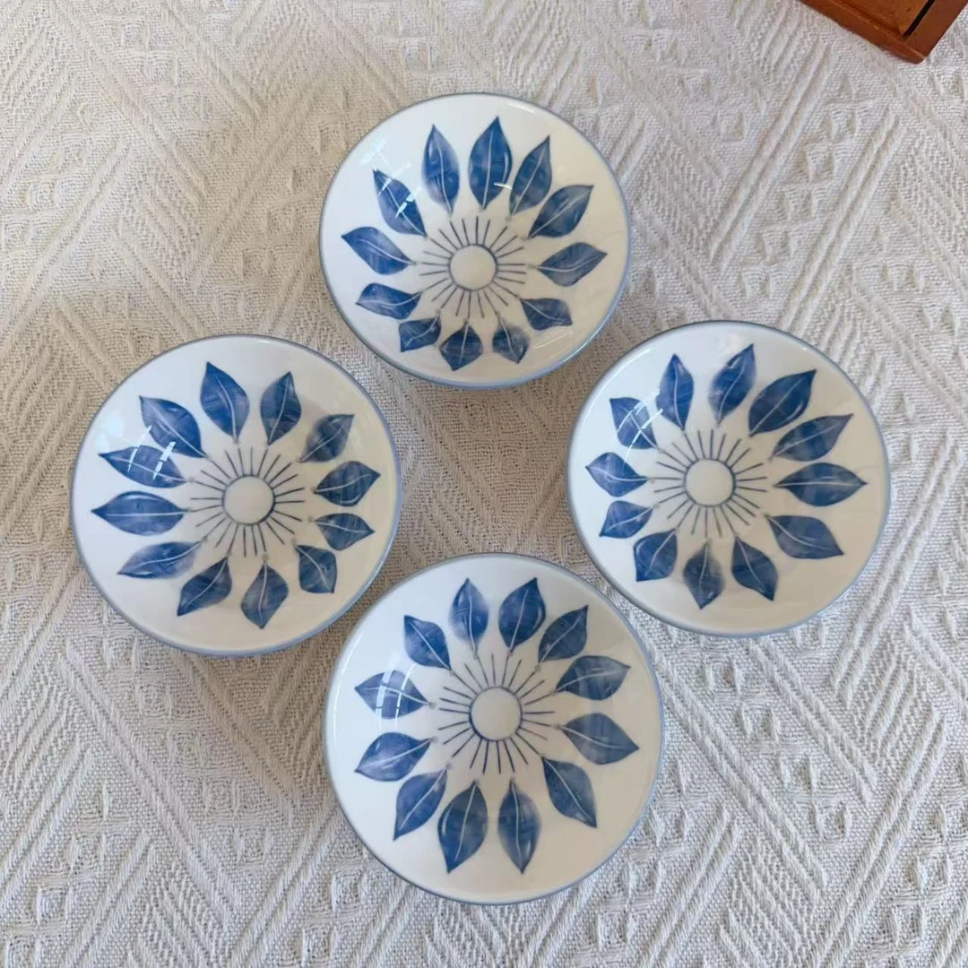 1060罗曼系列釉下彩4英寸草帽蘸料碟4只装长10高2.8