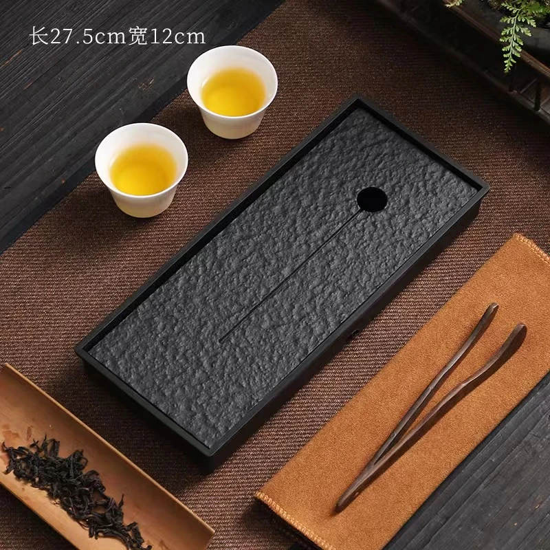 乌金瓷石茶盘家用小型茶台储水排水式茶托盘石头轻奢现代托盘日式