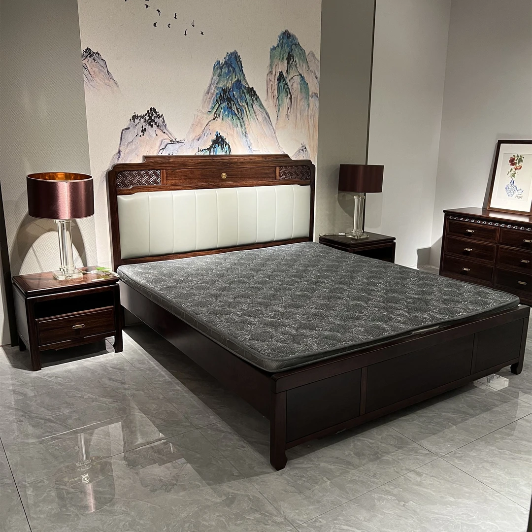 新古典实木软包大床 卧室双人软包床