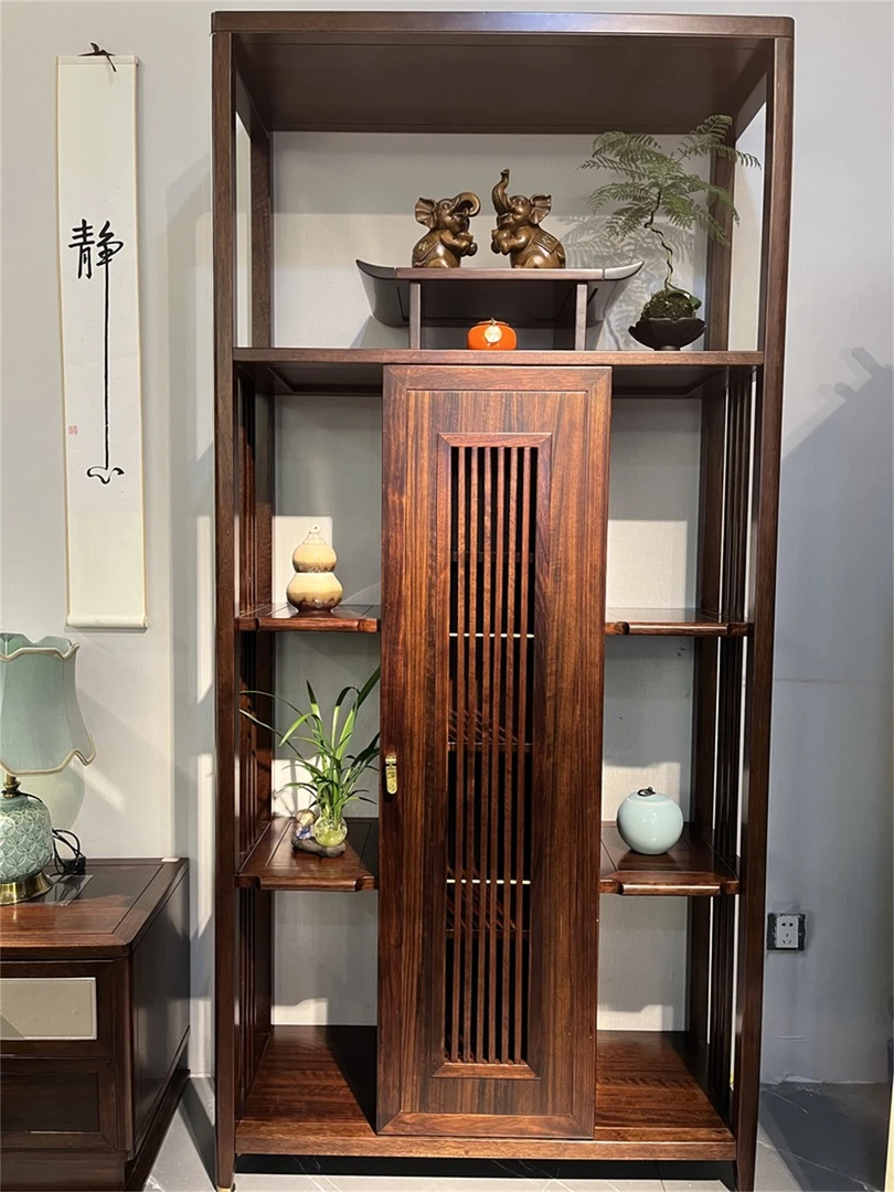 新中式进口黑檀木客厅书房博古架