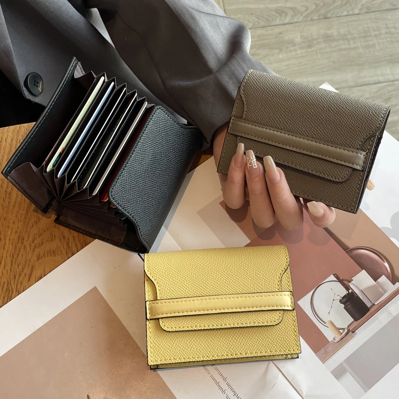 防磁卡包女真皮大容量多卡位新款小众设计简约时尚小巧迷你卡片包