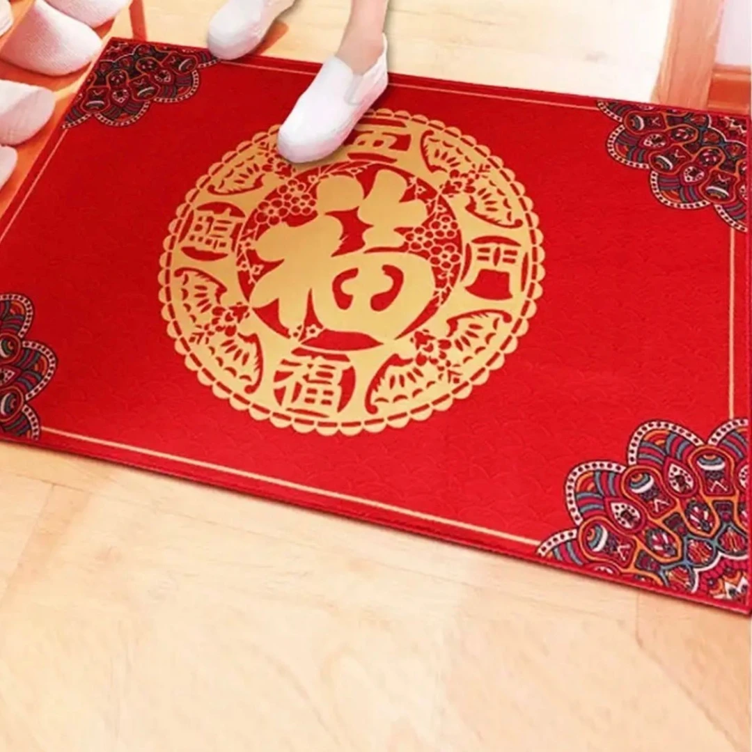 【每人1块】可水洗的红色入户门防滑麻绒脚垫