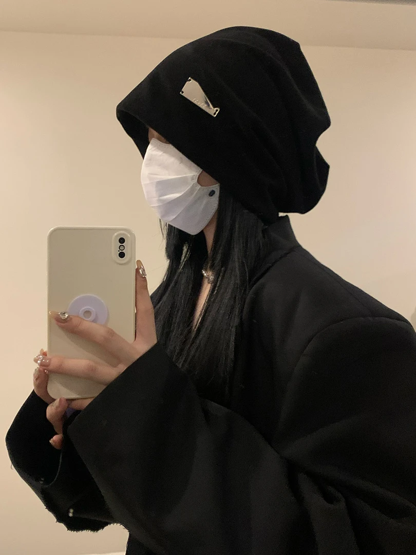 秋冬大头围堆堆帽女日系时尚套头冷帽显脸小包头百搭薄绒帽