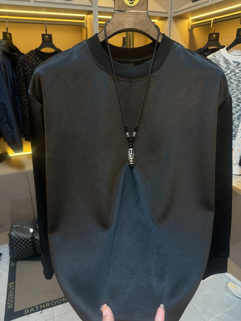 2024秋冬款男士长袖轻奢潮流圆领轻奢5228加厚宽松